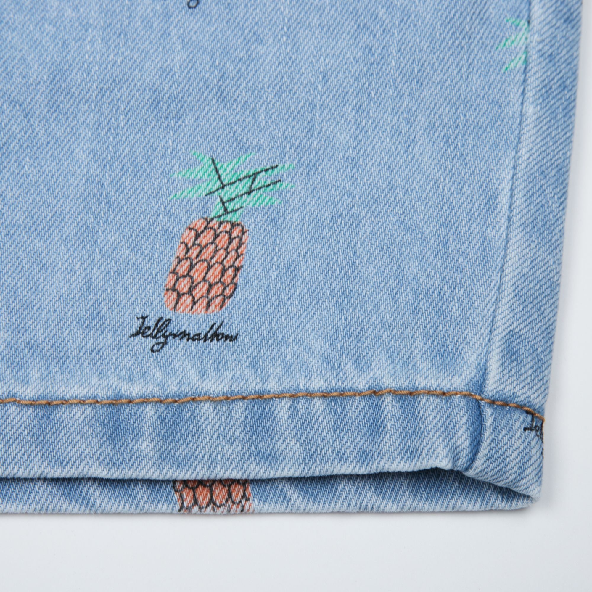 Jelly Mallow-Pineapple Denim Shorts Light Blue