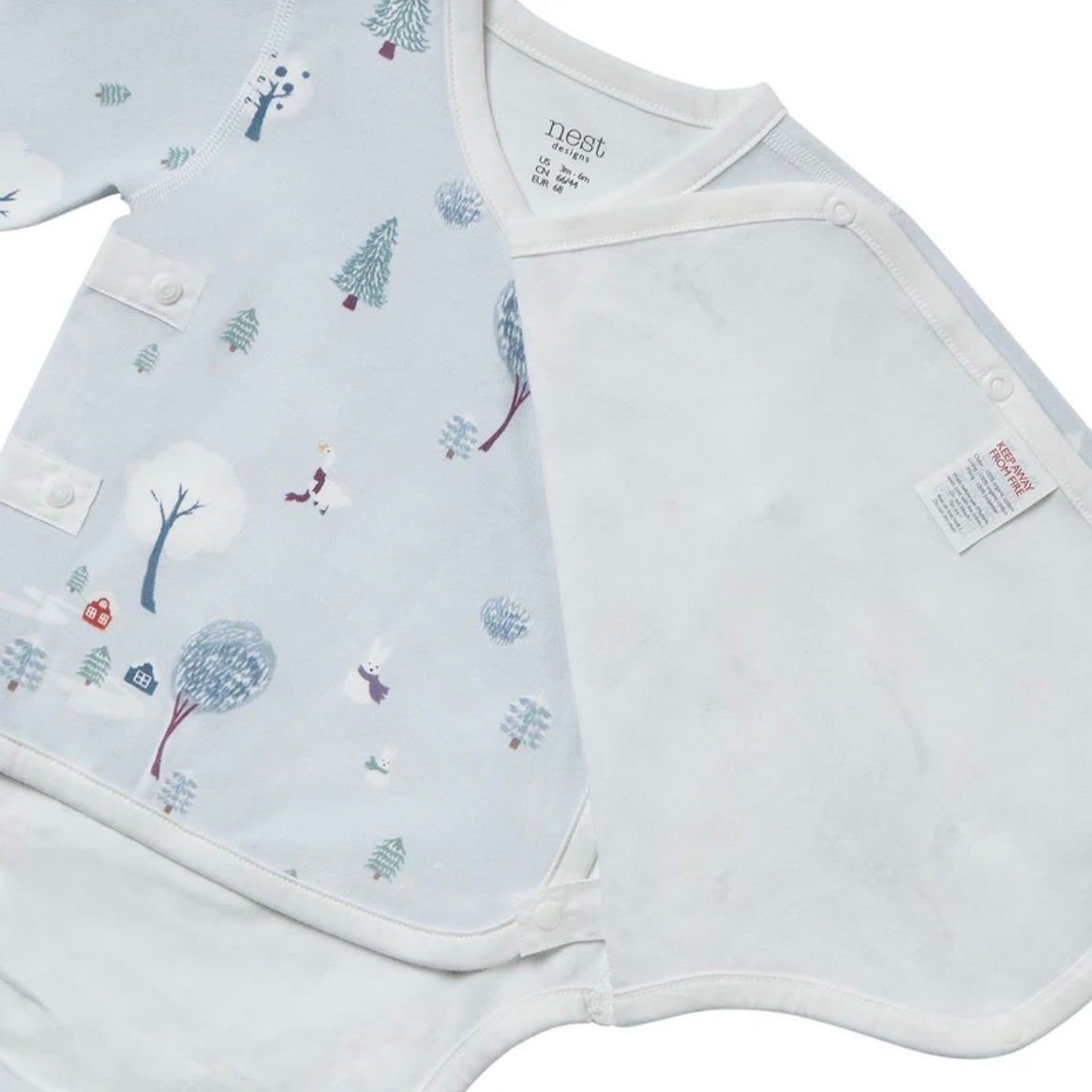 Nest Designs-Long Sleeve Kimono Onesie Snowy Snuggles