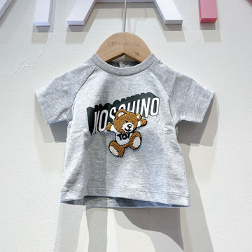 BOYS SS TEE WITH TEXT AND BEAR GRAPHIC-GREY