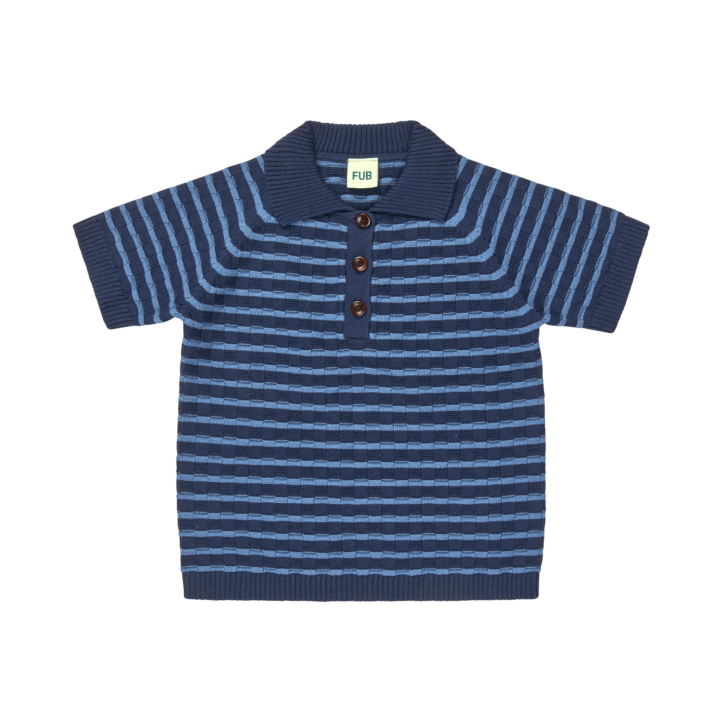 Fub-Dark Blue Stripes Cotton Polo Shirt