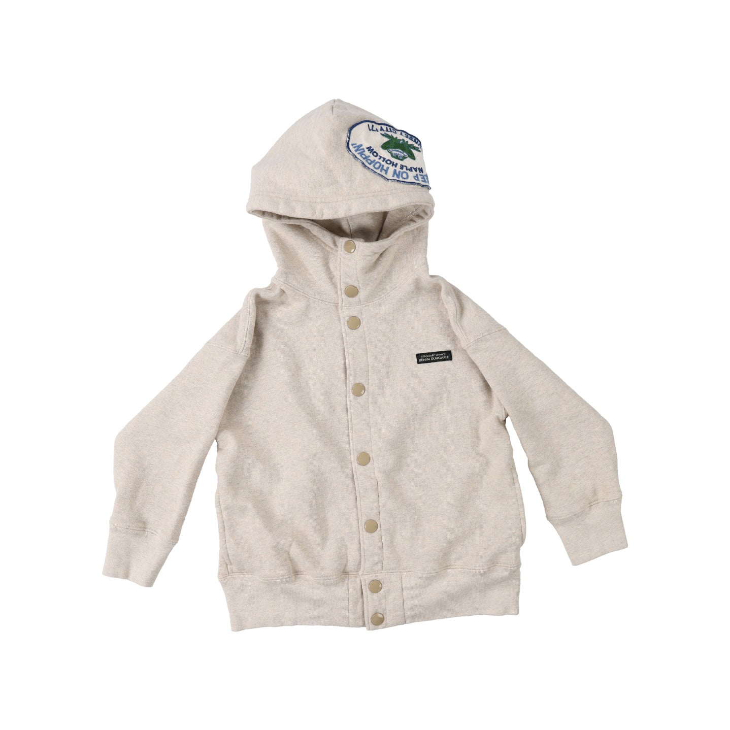 Denim Dungaree-Kids Pile Patch Hoodie Jacket