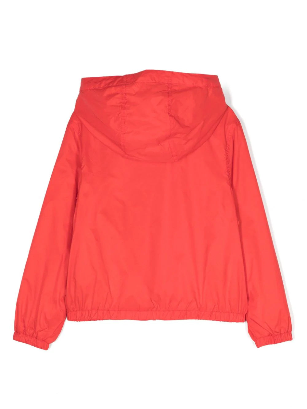 HOODED NYLON JACKET WITH CLIMBING UP LOGO BEAR PRNT-POPPY RED