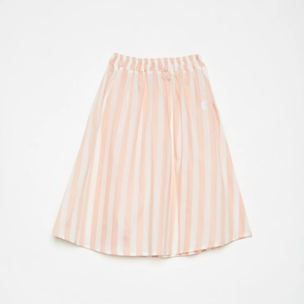 PINK STRIPES ICE-CREAM LONG SKIRT-WHITE/PINK