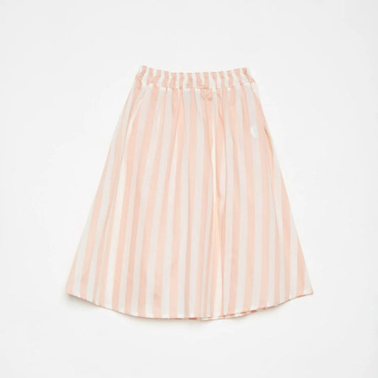 PINK STRIPES ICE-CREAM LONG SKIRT-WHITE/PINK