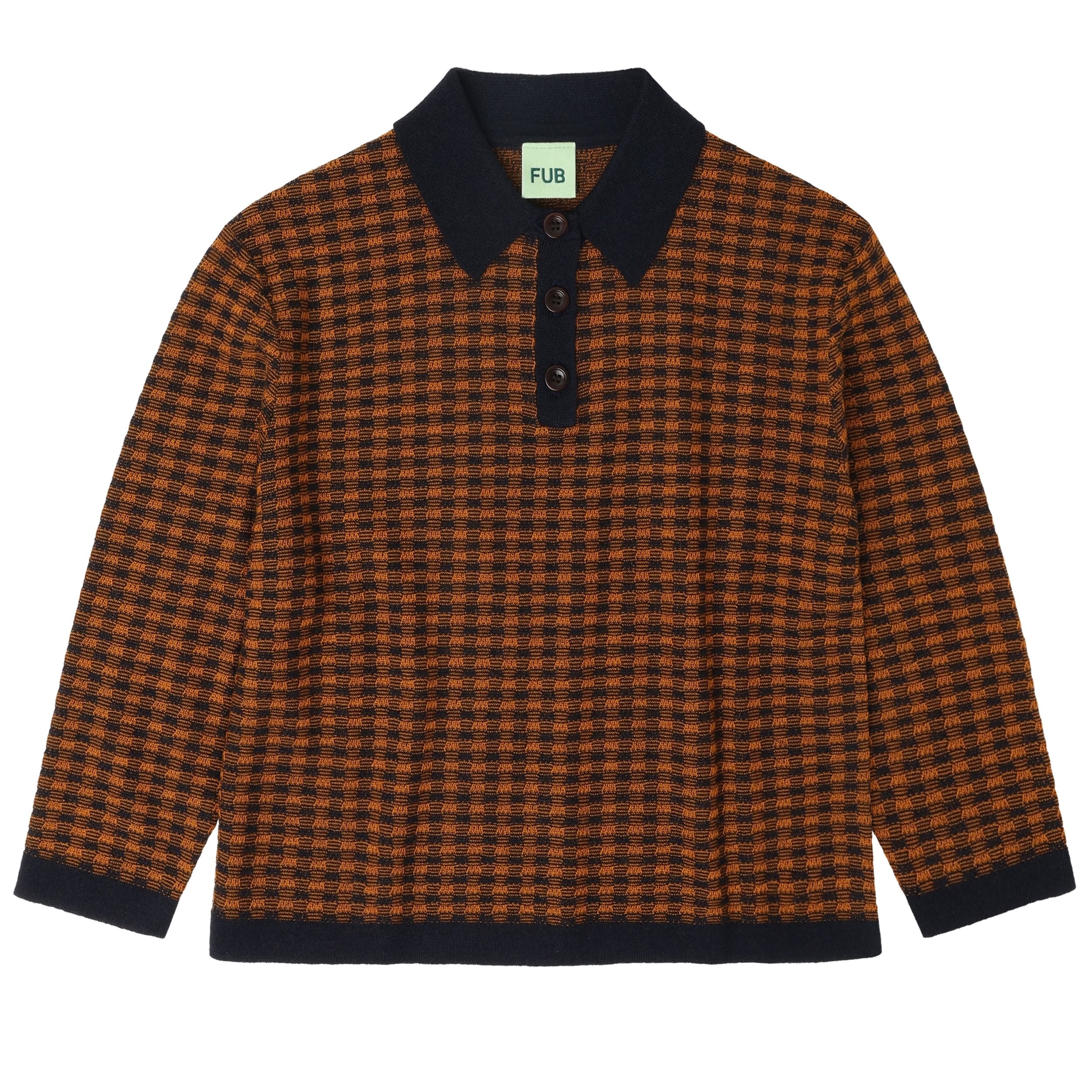 FUB-Kids Checked Polo dark navy/burnt amber
