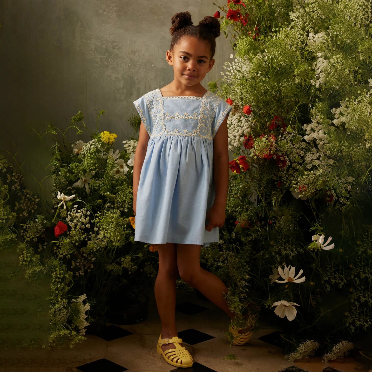 Louise Misha-Girls Dress Briska Oxford Blue