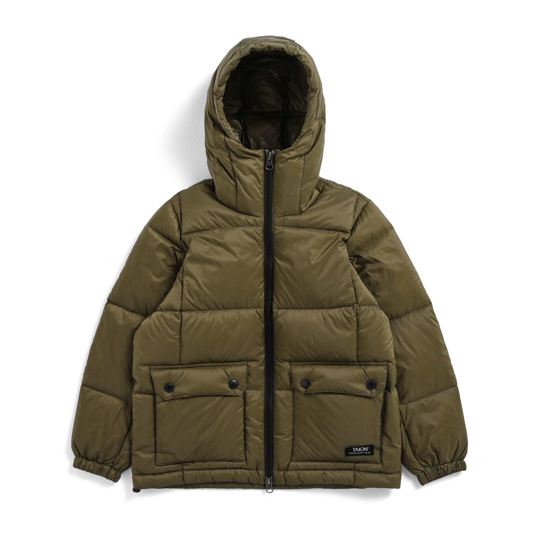 Taion-Kids Hood Detachable Volume Down Jacket Olive