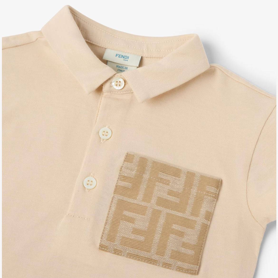 Fendi-Baby Boy SS Polo Tee W FF Detailed Pocket Linen