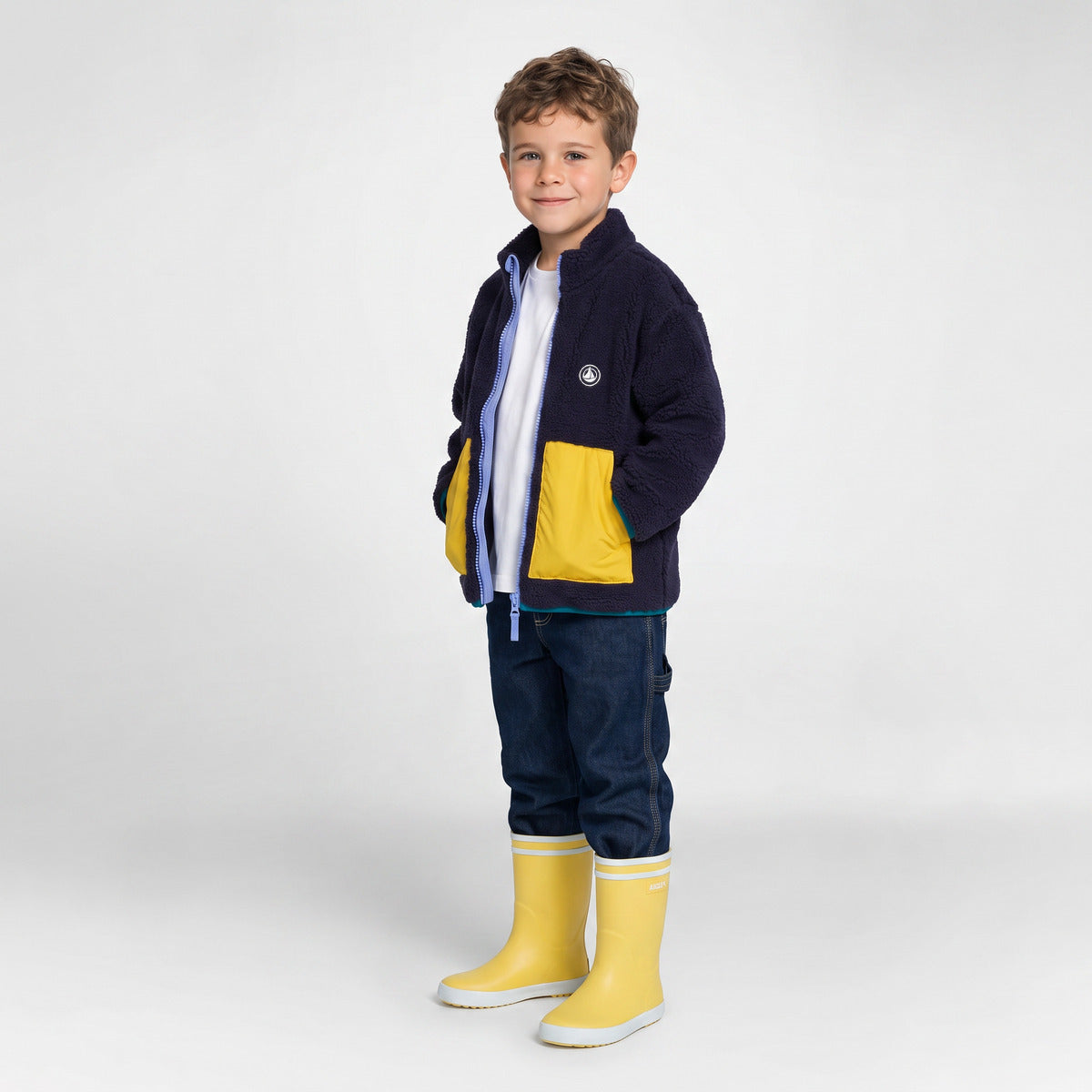 Petit Bateau-Boys Veste Sherpa Smoking