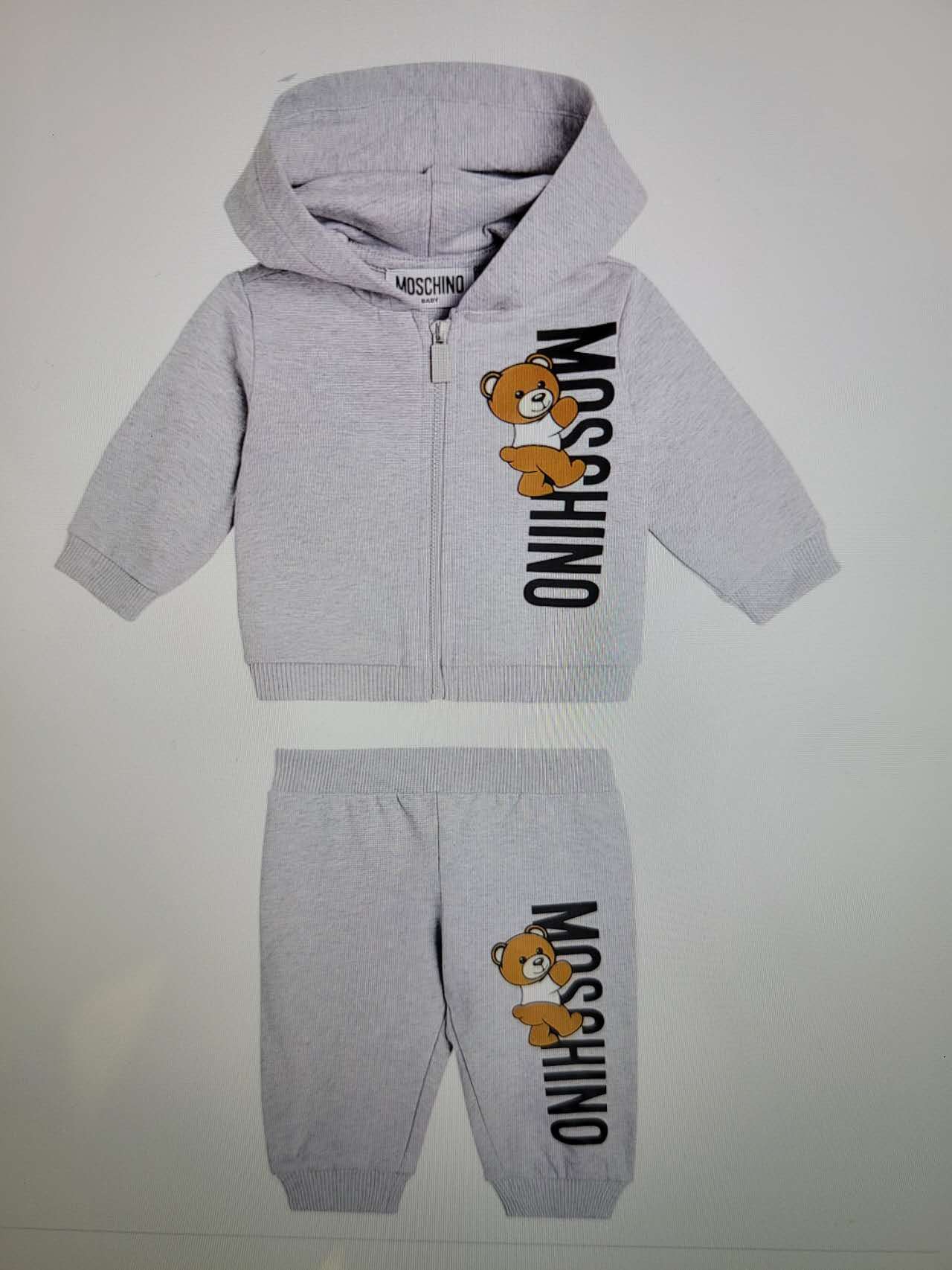 ZIP UP HOODED TRACKSUIT WITH CLIMBING BEAR UP LOGO-GREY MELA