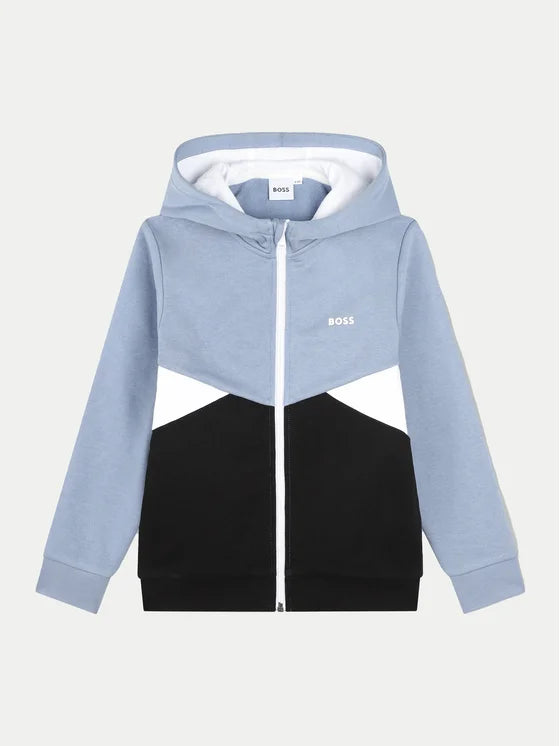 COLORBLOCK ZIP UP HOODIE-BLUE/BLACK