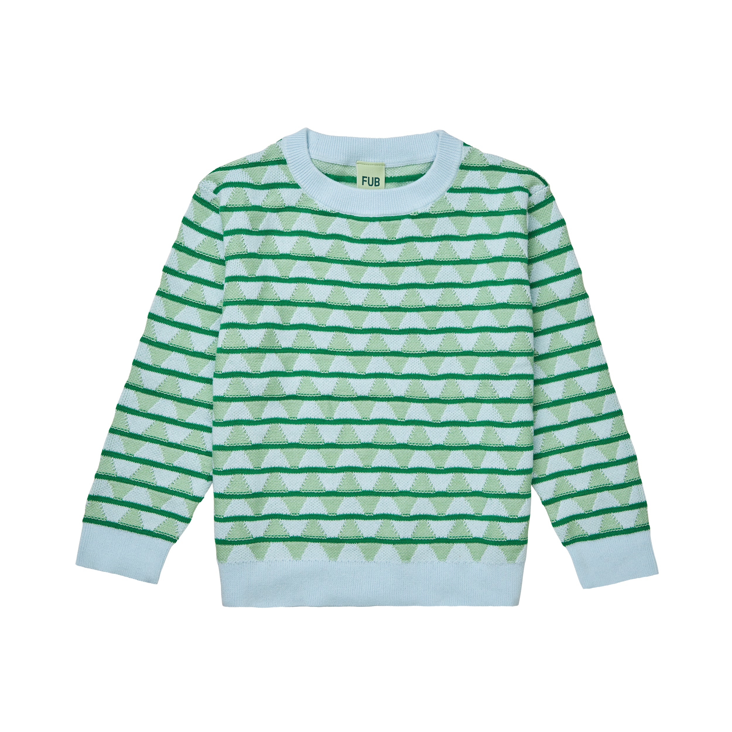 Fub-Blue And Green Stripe Cotton Sweatshirt