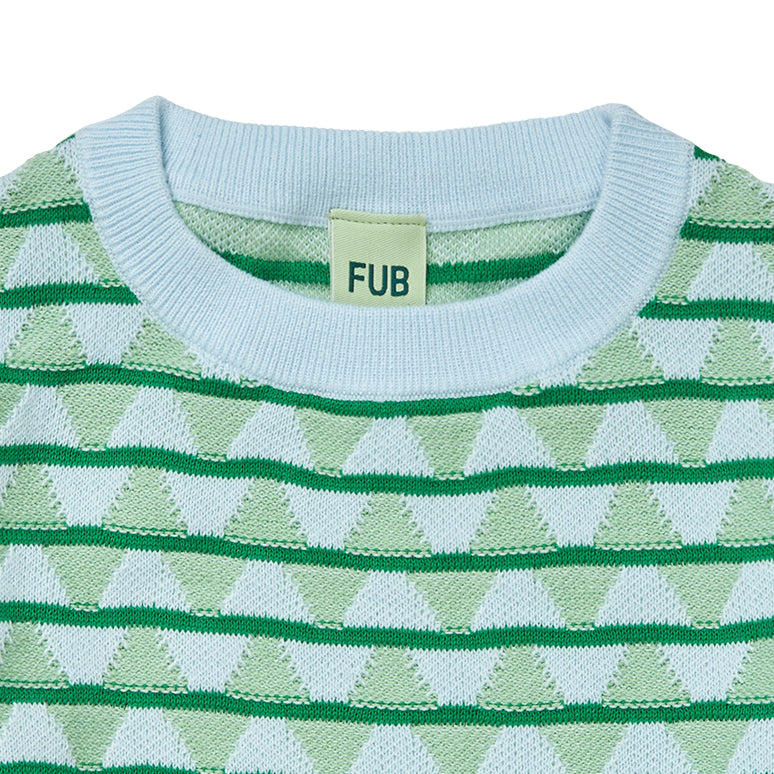 Fub-Blue And Green Stripe Cotton Sweatshirt