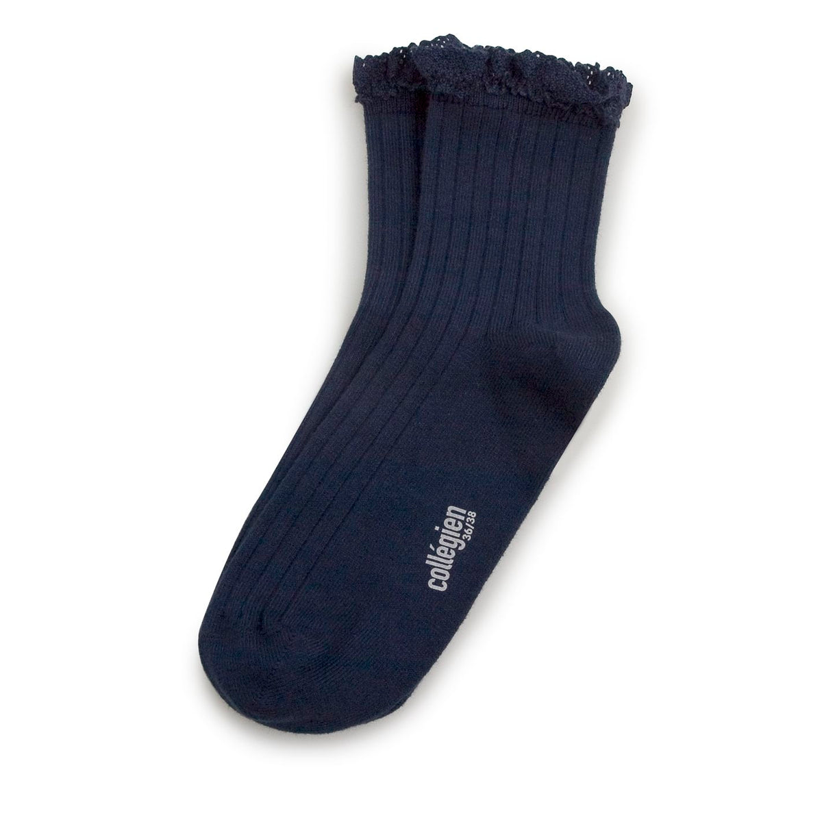 Collégien-Lili  Lace Trim Ribbed Ankle Socks Nuit Etoilée
