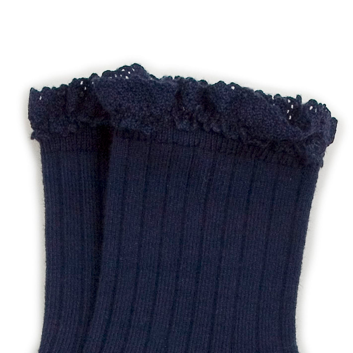 Collégien-Lili  Lace Trim Ribbed Ankle Socks Nuit Etoilée