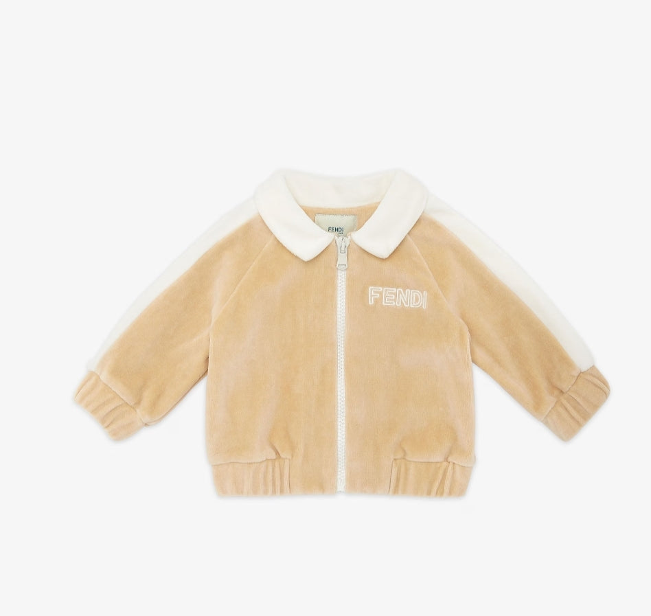 BABY ZIP UP CHENILLE SWEATSHIRT WITH COLLAR