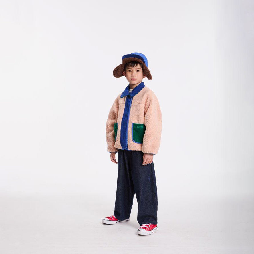 Wynken-Kids Fuzzy Reversible Jacket Blue Ode To Rose