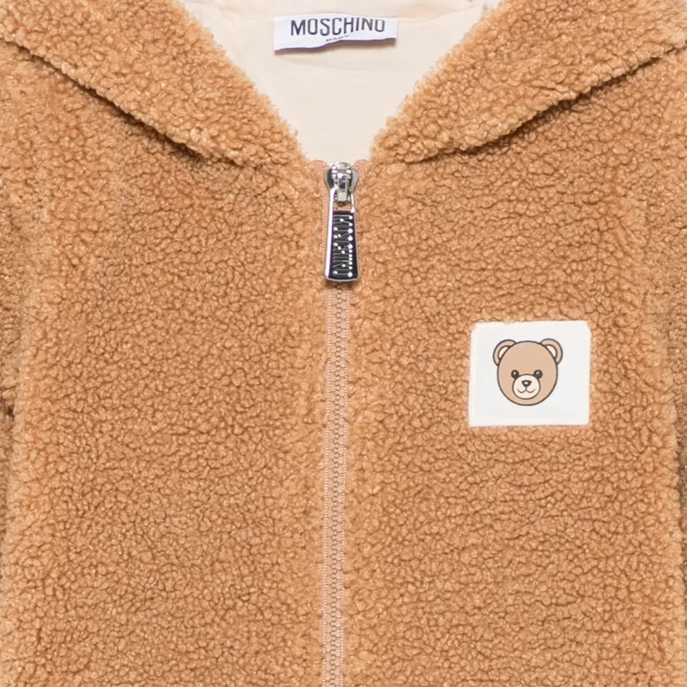 Moschino-Baby Fuzzy Snowsuit W Bear Patch Bear Brown