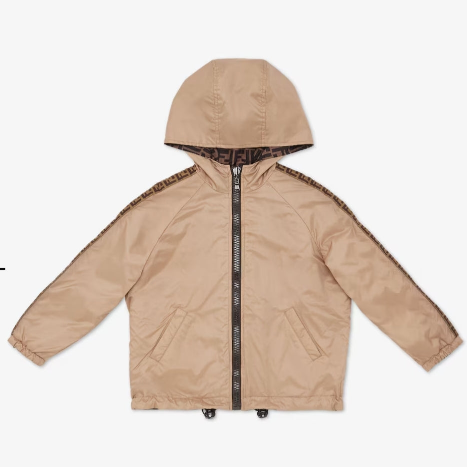 HOODED REVERSIBLE WINDBRAKER JACKET WITH FF ALLOVER