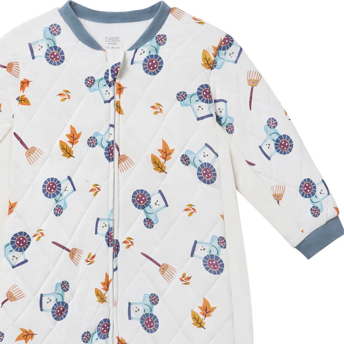 Nest Designs-Quilted Long Sleeve Romper On The Farm