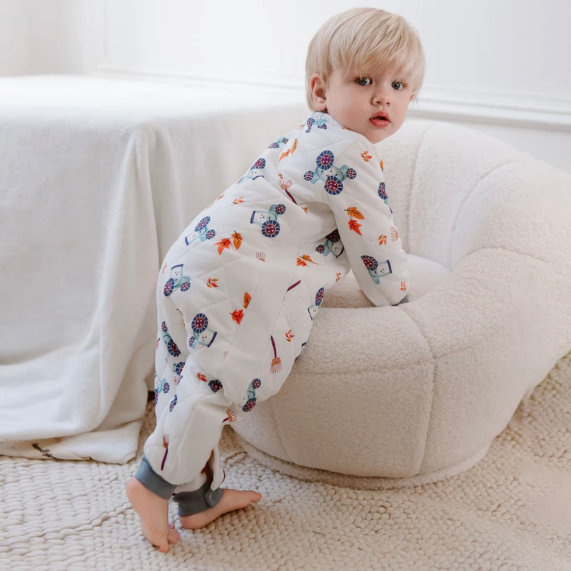 Nest Designs-Quilted Long Sleeve Romper On The Farm