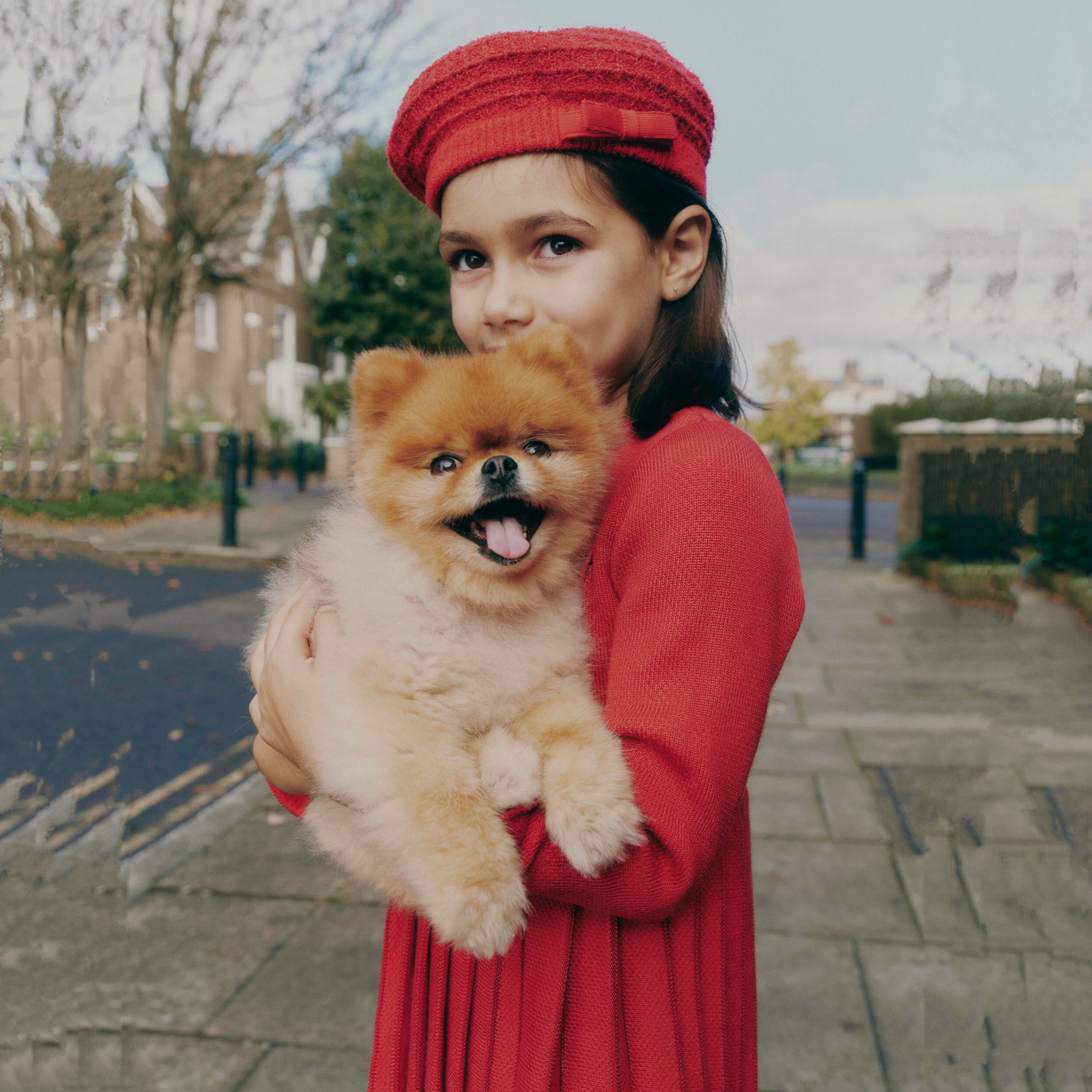 RED KNIT PLEATED DRESS