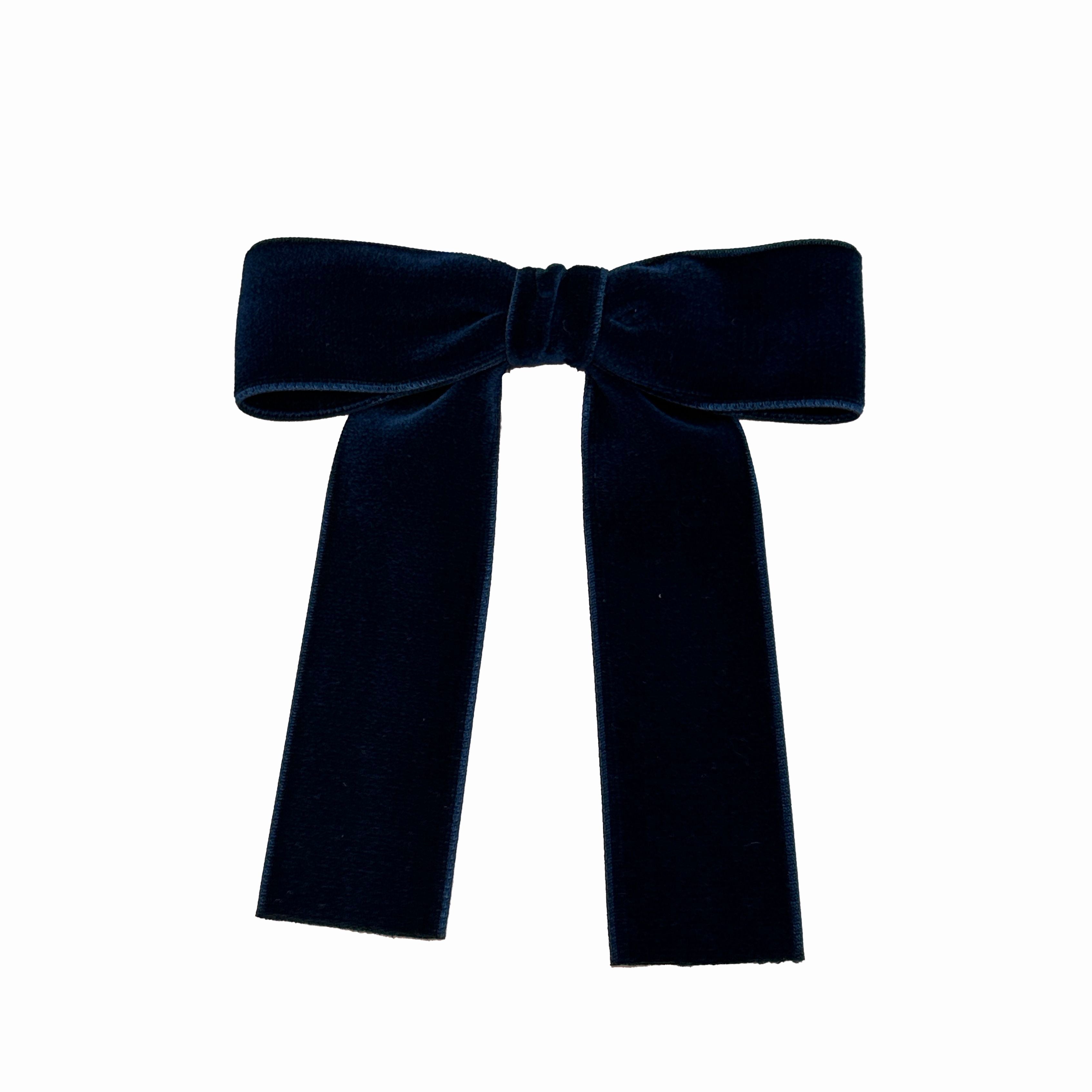 Olilia-Large Velvet Bow-Navy