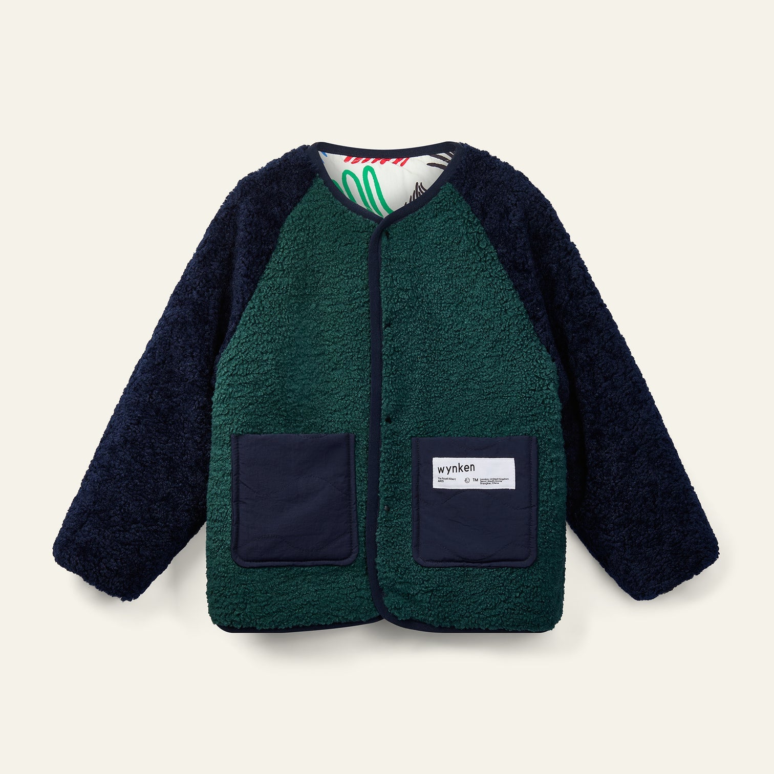 Wynken-Allegro Reversible Jacket Allegro Print Navy Green