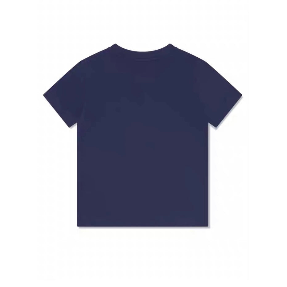 BOY SS TEE WITH CIRCLE TXT LOGO BEAR GRAPHIC-BLUE NAVY