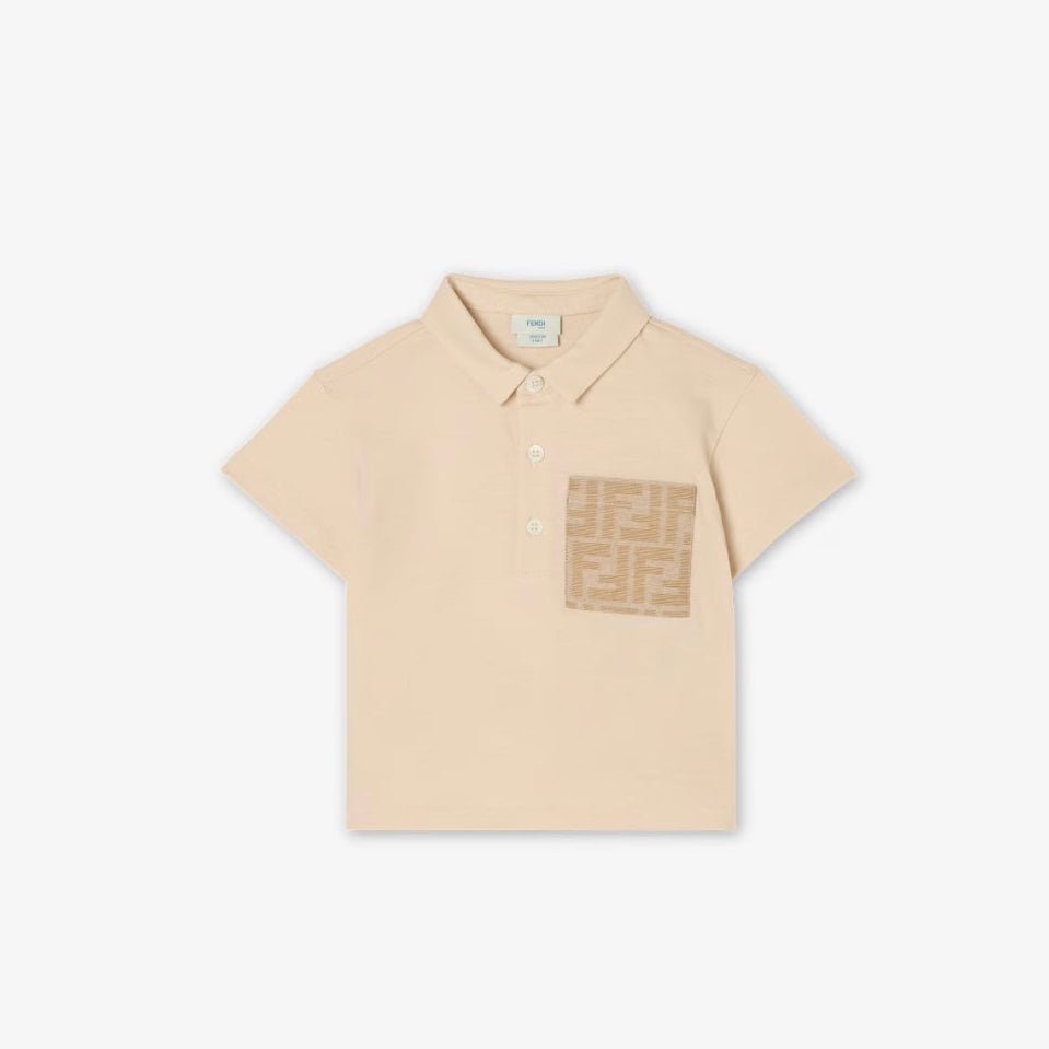 Fendi-Baby Boy SS Polo Tee W FF Detailed Pocket Linen