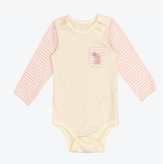 Classic Pocket Bodysuit-Long Natural Pink