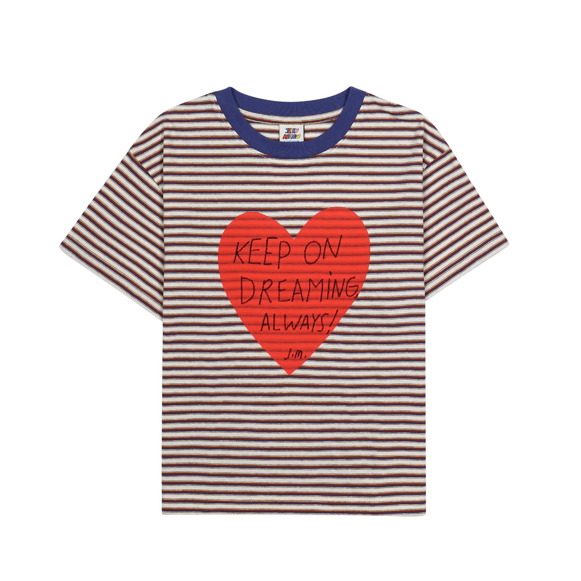 Jelly Mallow-Heartchain Stripe T-shirt Navy