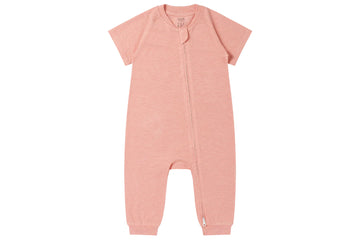 Short Sleeve Romper (Bamboo Jersey) - Pantone Coral Almond