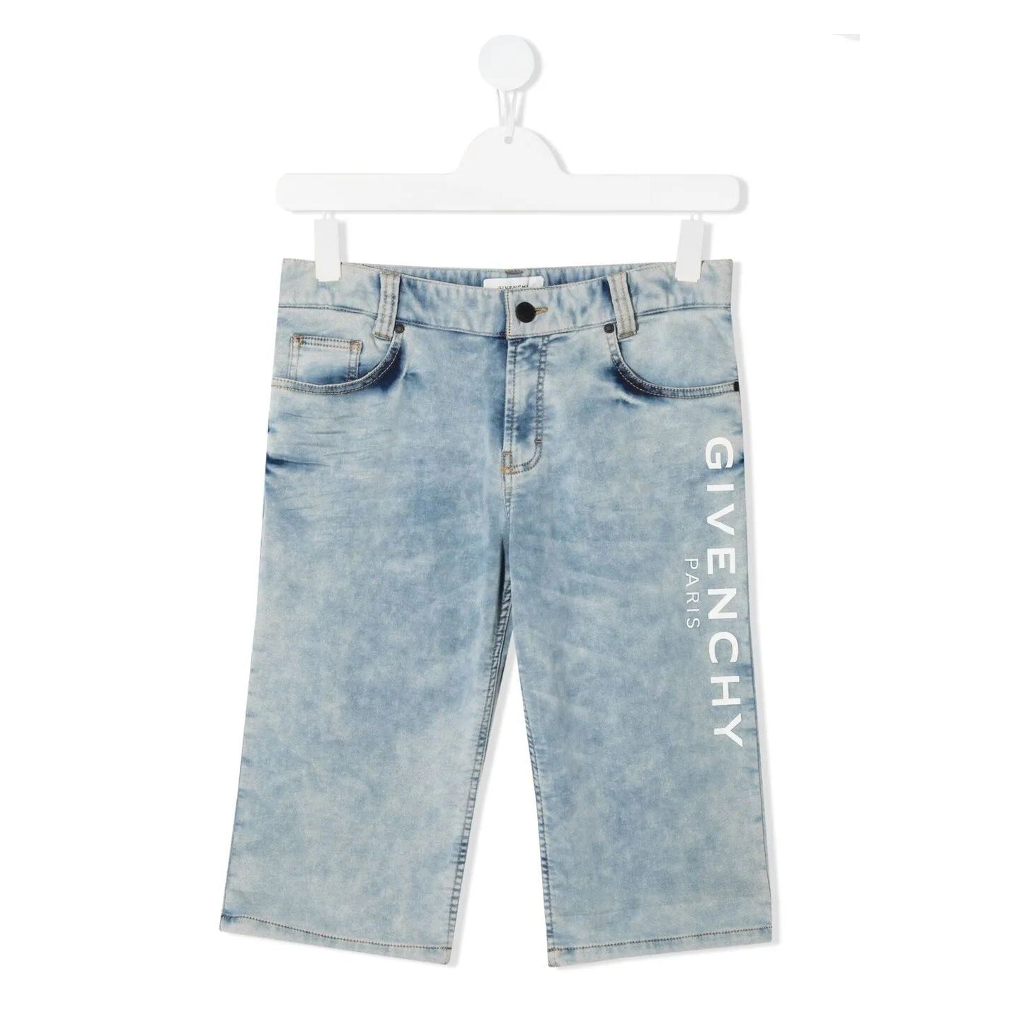 BOY 5POCKETS SHORTS,LEATHER FLAG LABEL BACK,DENIM