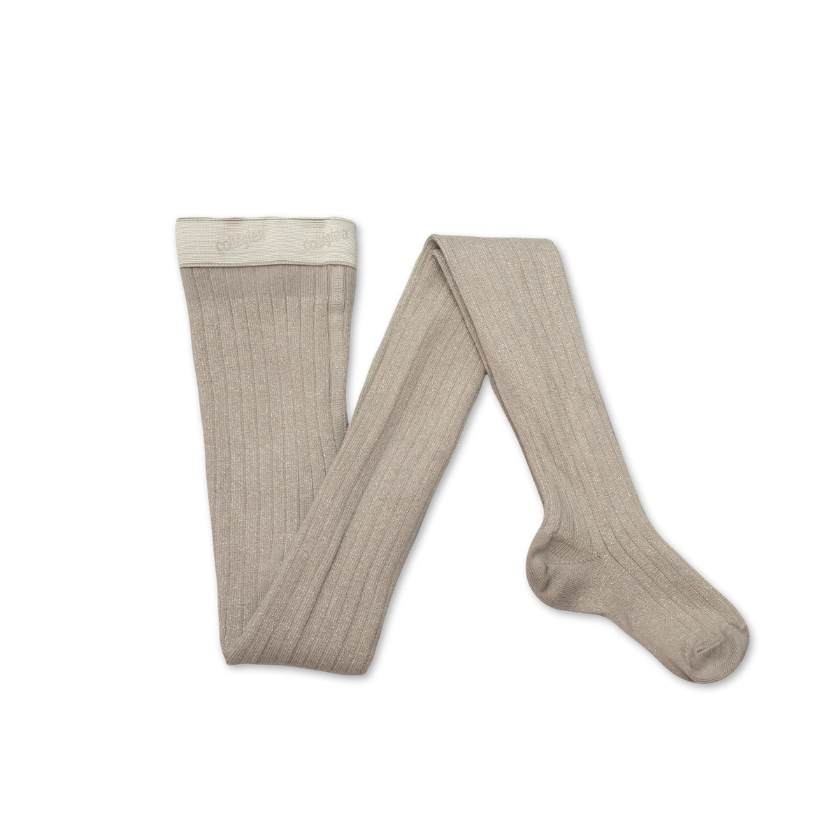 Collégien-Amélie  Glitter Ribbed Tights Gris Perle
