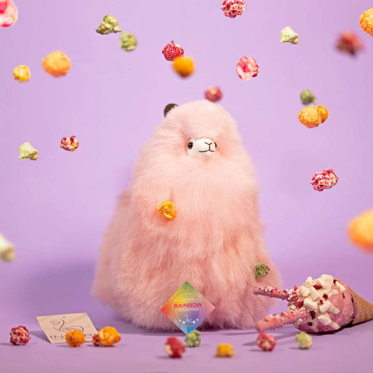 Inkari-Rainbows Alpaca Toy Small 23cm Cotton Candy