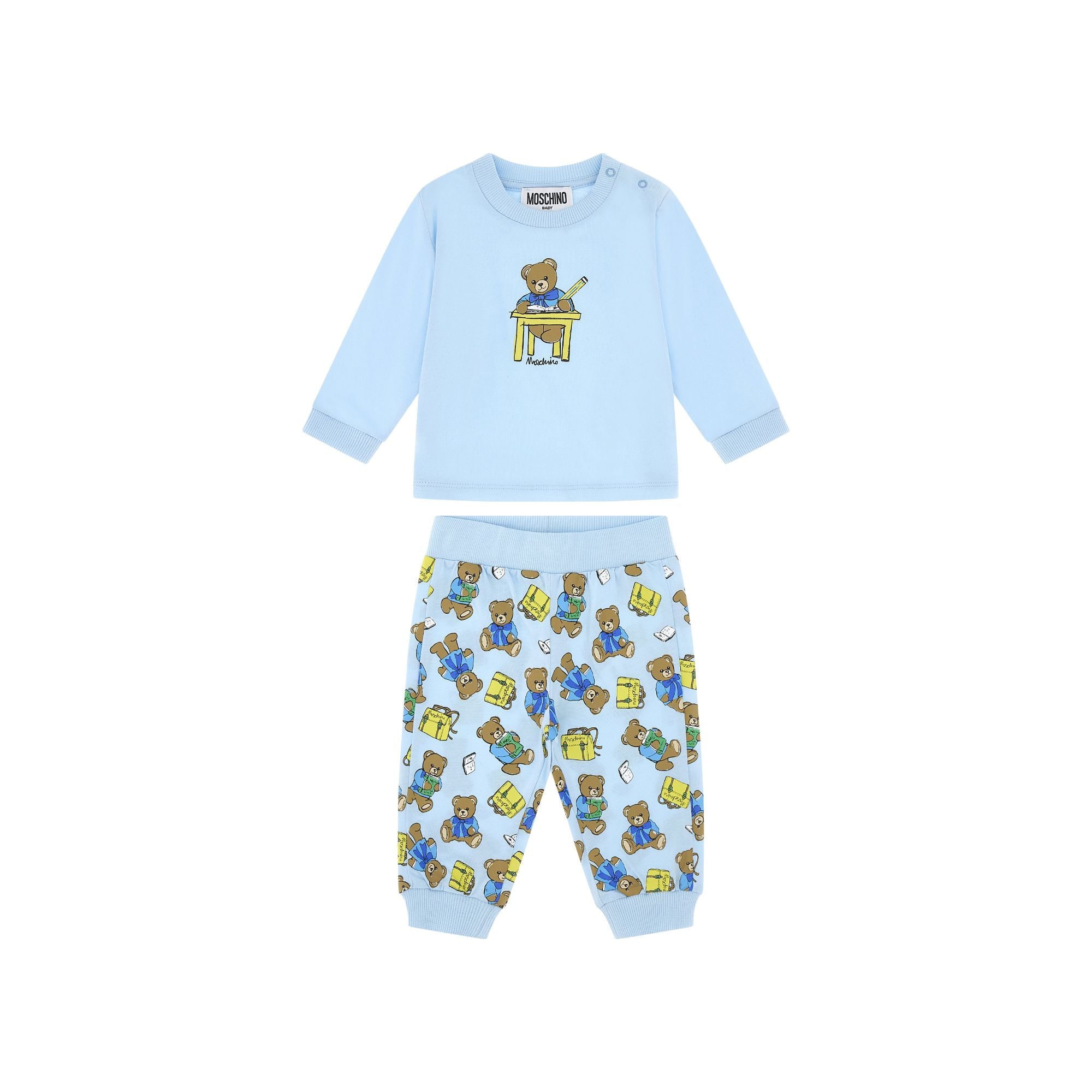 Moschino-Baby T-Shirt+Trousers Set Baby Sky School