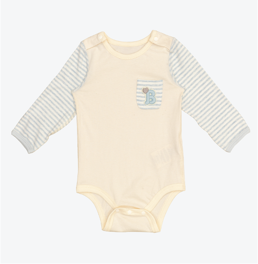 Classic Pocket Bodysuit-Long Natural Blue