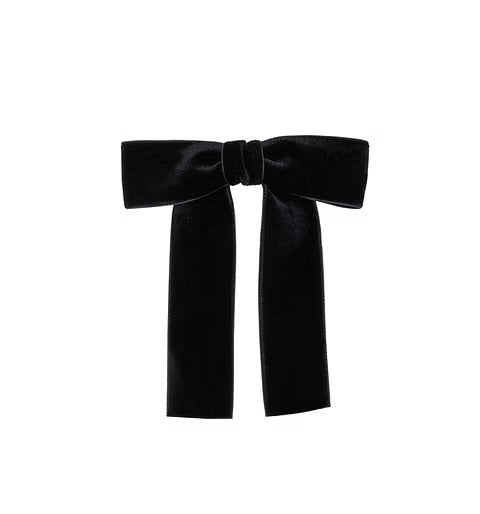 Olilia-Large Velvet Bow-Black