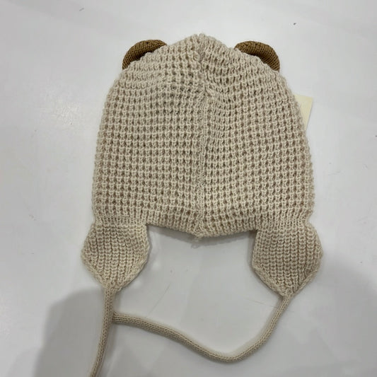 Knit hat with relief and brown little ears 304