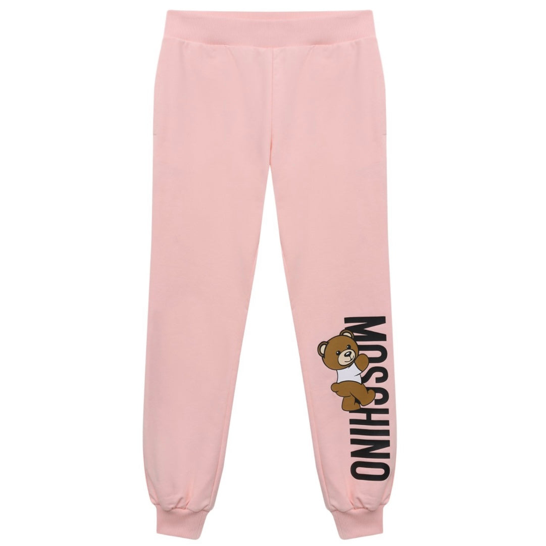 SWEATPSNTS WITH BEAR CLIMBING UP LOGO PRINT-SGR ROSE