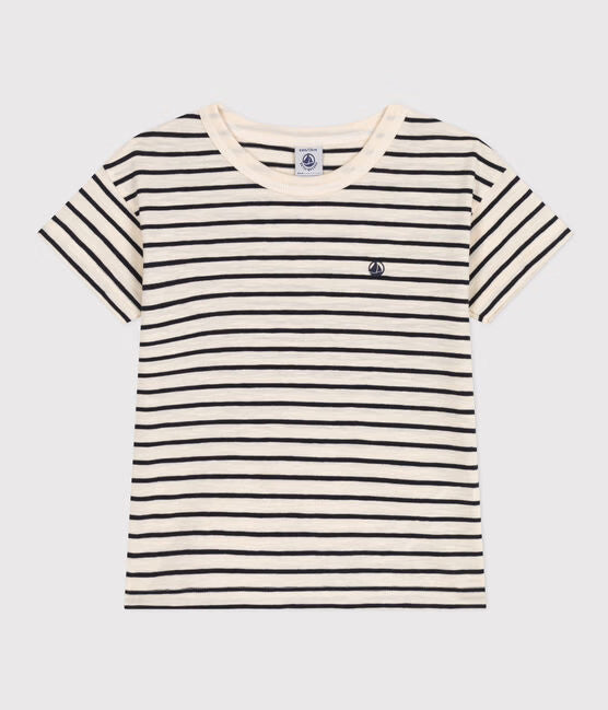 BOYS' STRIPY SLUB JERSEY T-SHIRT