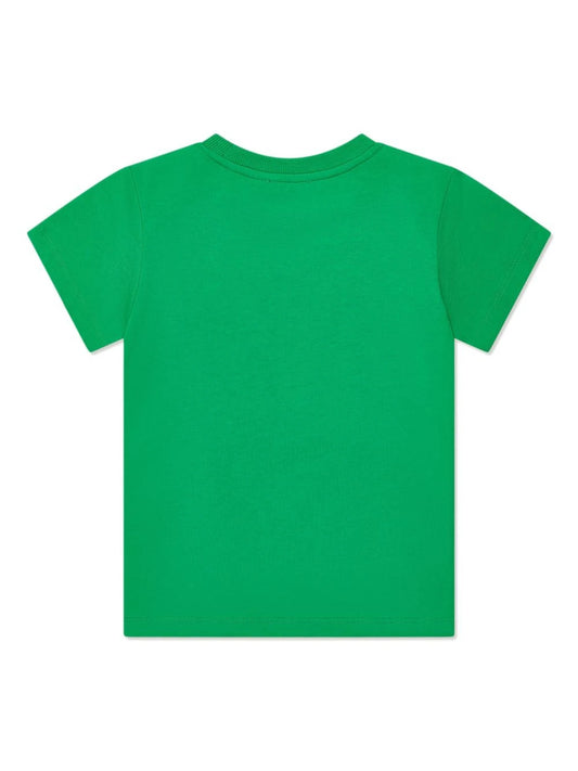 SS TEE WITH JUMPING BEAR OVER TXT LOGO-BRT GREEN