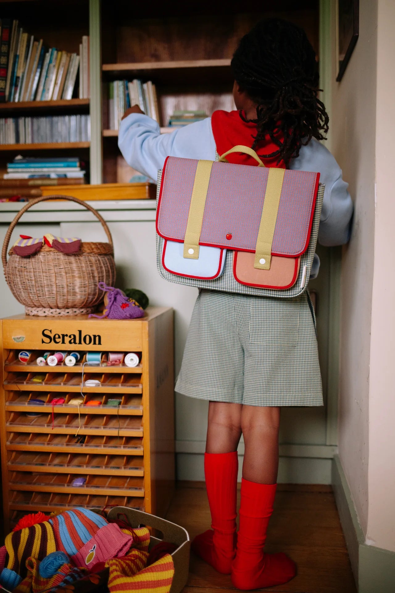 Sticky Lemon schoolbag | lemon tree | gingham midnight + moon