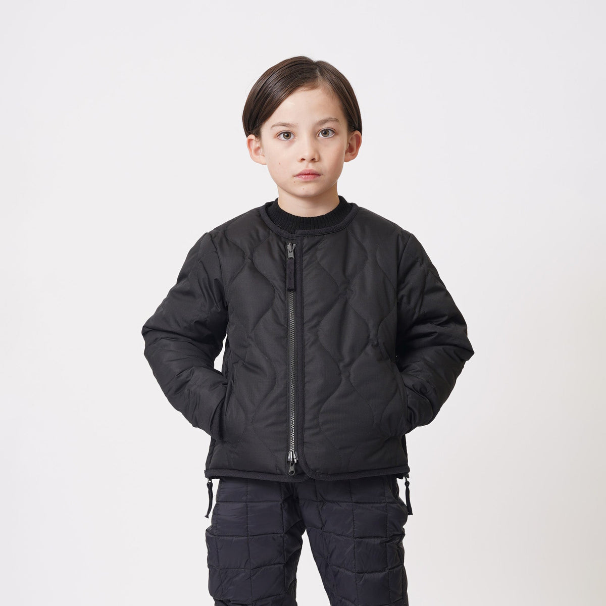 Taion-Kids Military Riversible Crew Neck Down Jkt Black x Cream