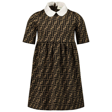 GIRL ALLOVER FF PRINTED DRESS WITH COLLAR