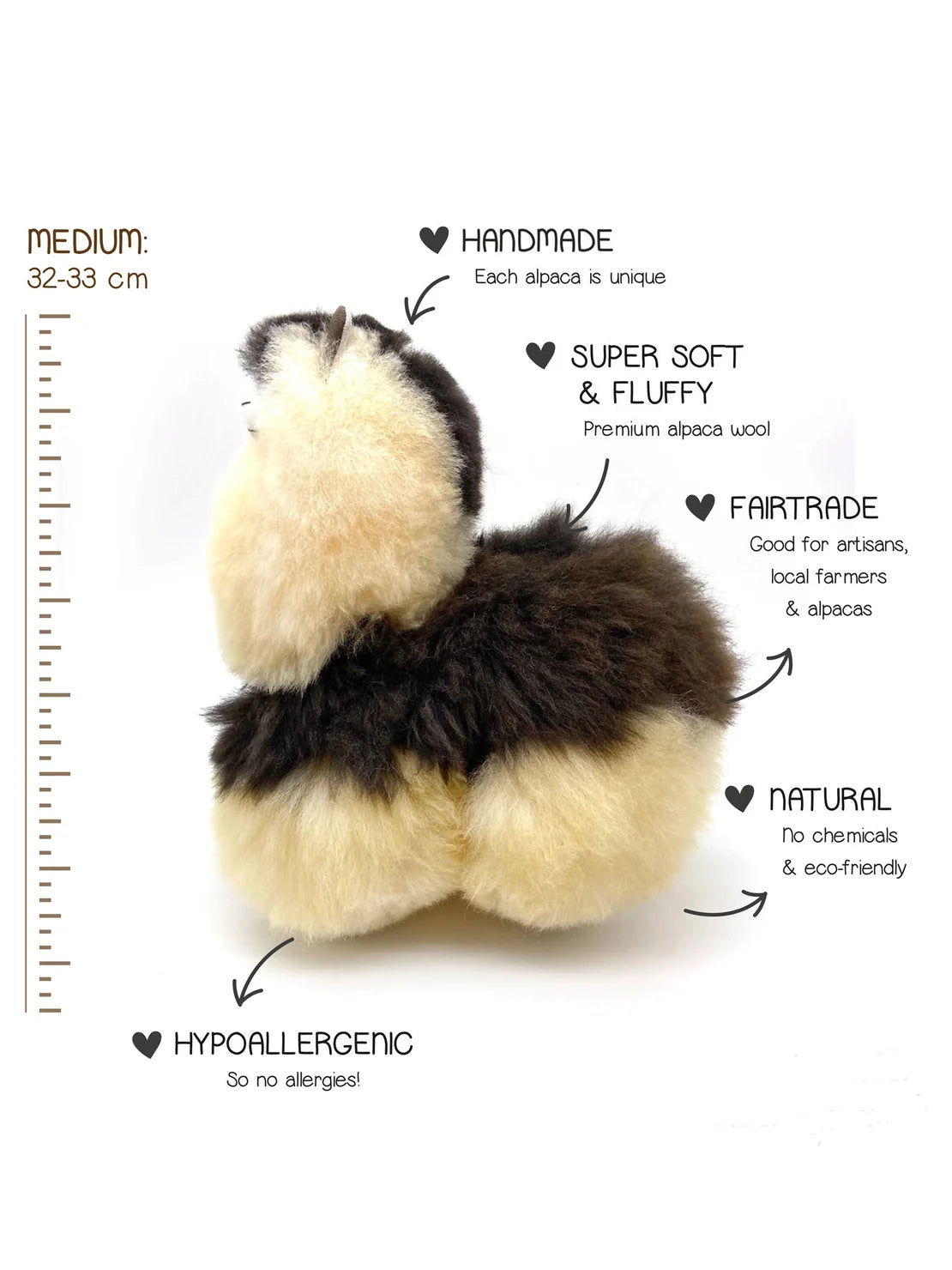 Inkari-Naturals Alpaca Toy Medium 32cm Darkroast Espresso