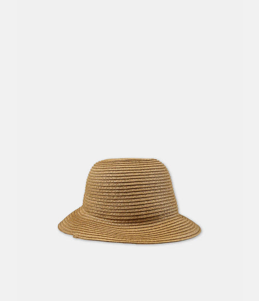 BABY STRAW HAT WITH BEAR PATCH-TOY BROWN