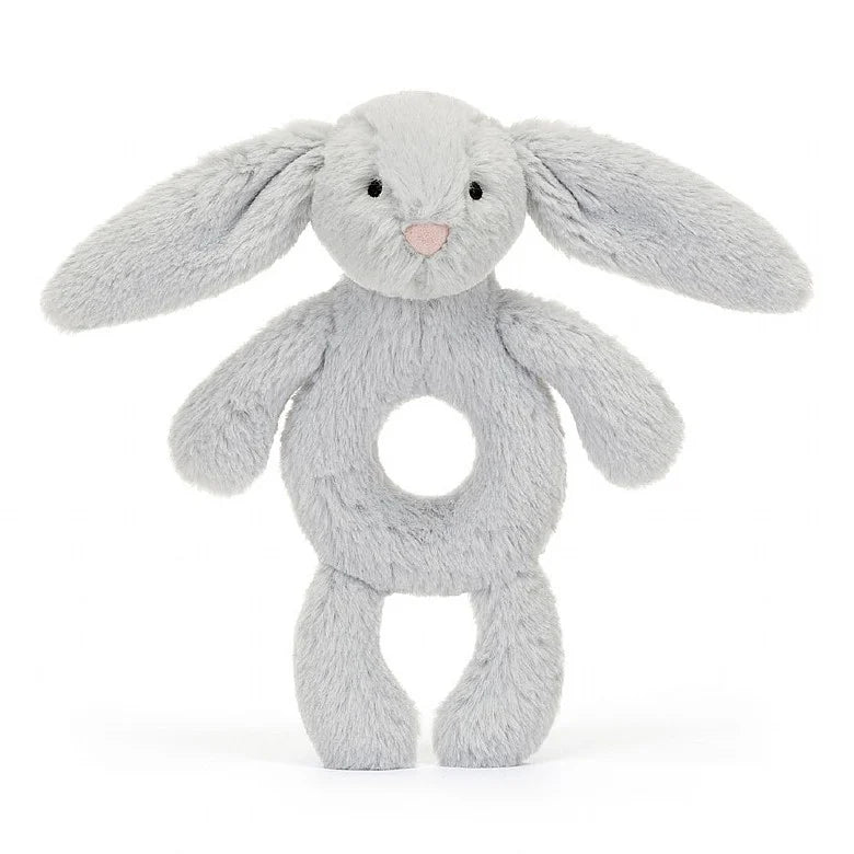 Bashful Grey Bunny Ring Rattle