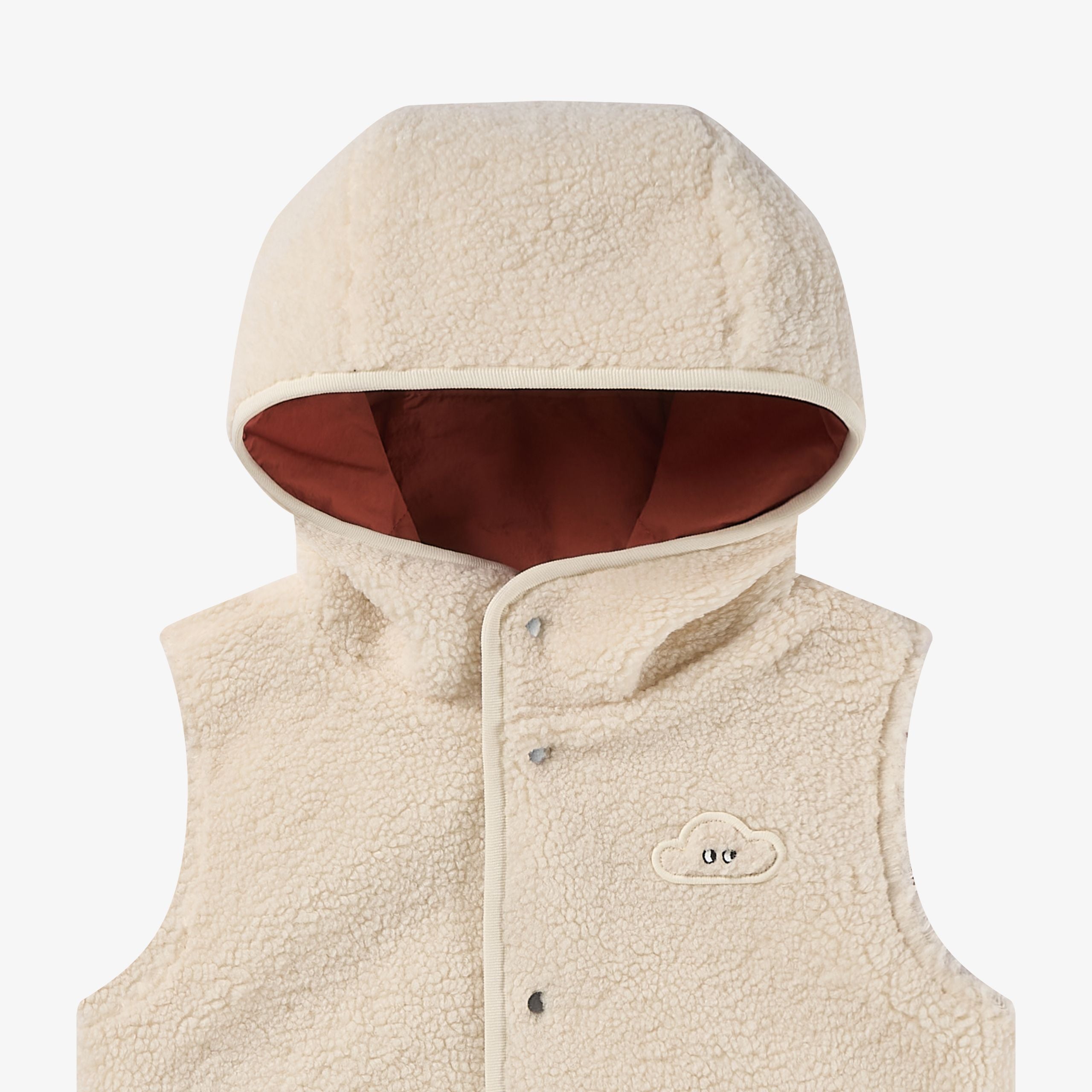 Petite Revery-Recycled Nylon + High Pile Fleece Reversible Vest Redwood Burl